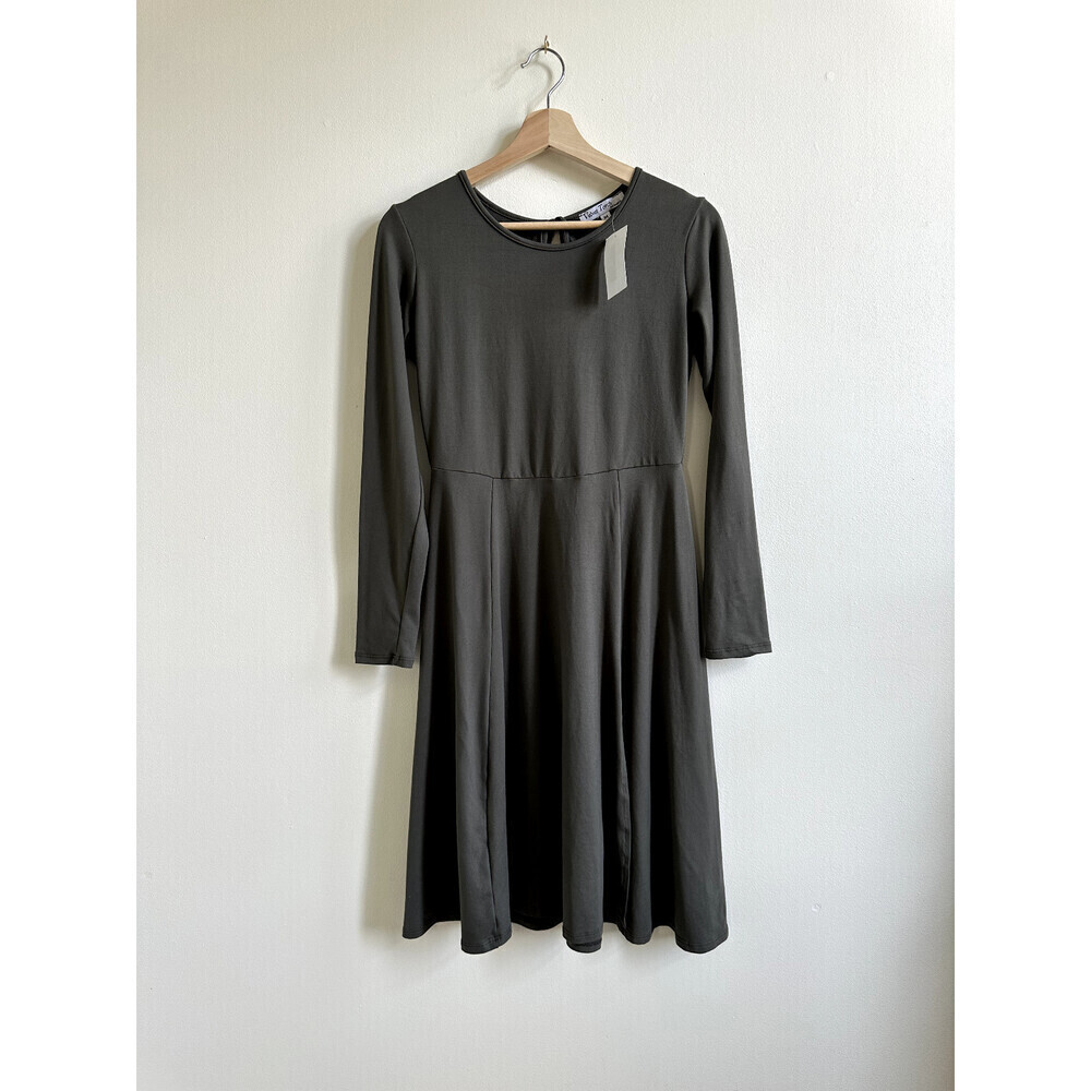 Velvet Torch Women's Size M Round Neck Long Sleeve Tie Cutout Back Dress Green